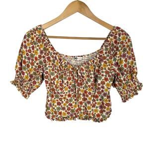 SO Retro Floral Print Corset Crop Top Small